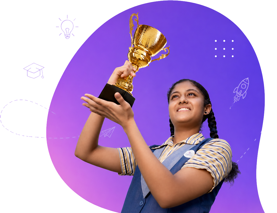 GMS student holding a trophy